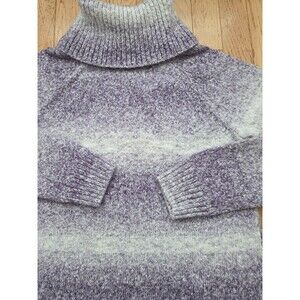 Columbia Ombre Purple White Striped Turtleneck Sweater Size Large